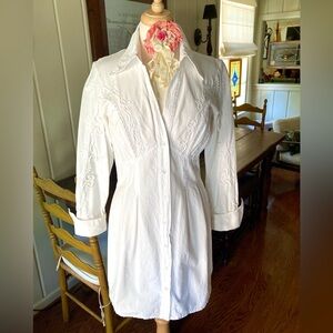 Gretty Zueger White Embroidered Cotton Tunic Medium